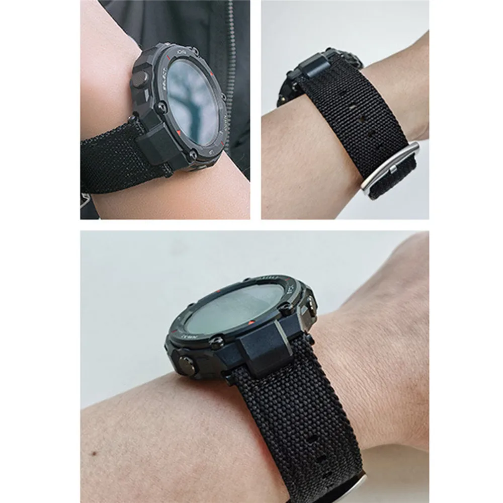 Náhradné Watchband pre Xiao Amazfit T-Rex Smartwatch Plátno Nylon Hodinky Remienok z Nerezovej Ocele Pracky s Nástroje a Príslušenstvo
