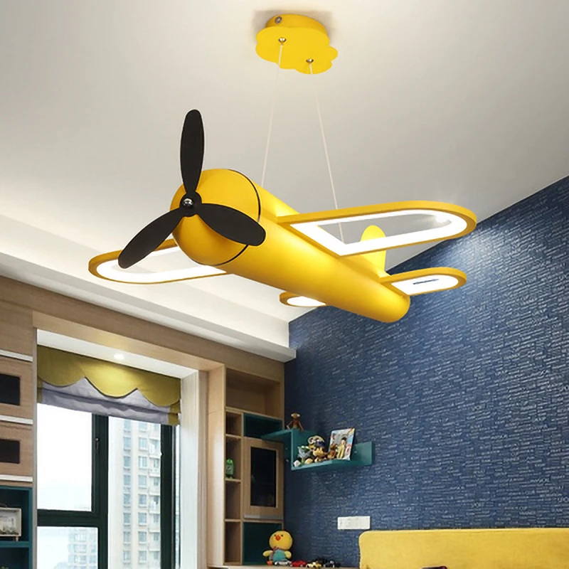 Ochrana očí Lietadla LED Smart svetlo Na detskej izby, Spálne, Nordic Tvorivého Chlapca, Karikatúra, svetlá Žltá, Modrá prívesok svetlo