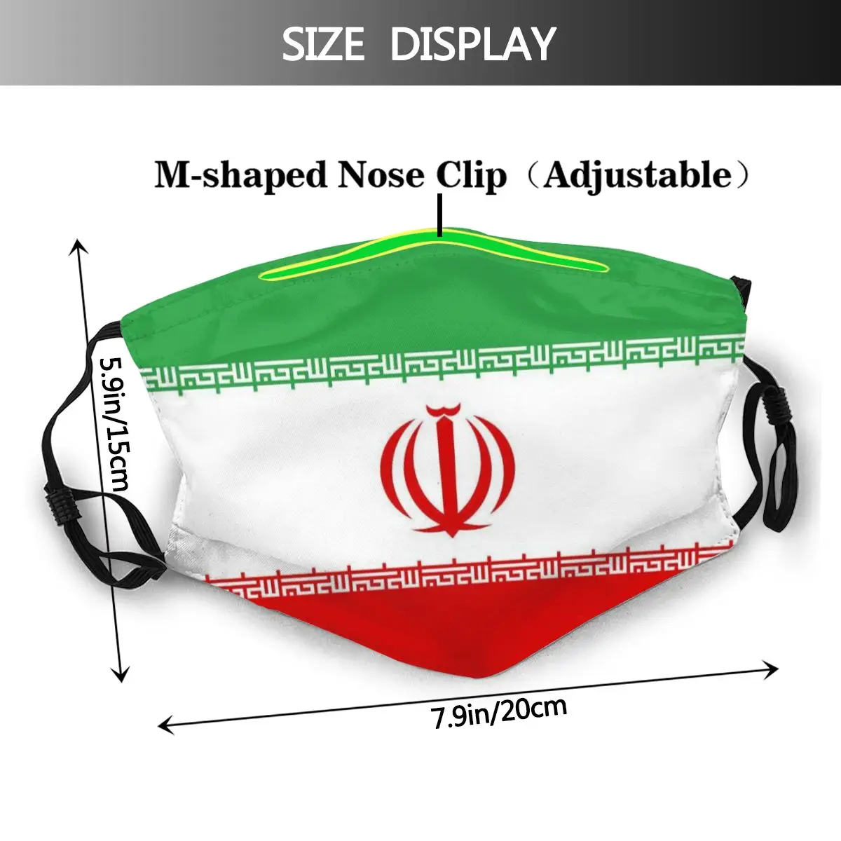Ochranná maska s filtrom Irán Vlajka (7) proti prachu PM2.5 opätovne dospelých dospievajúce dieťa dievča
