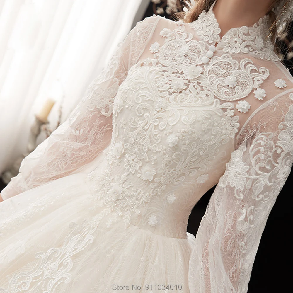 Ohromujúci šplhať svadobné šaty dlhé rukávy 2020 svadobné šaty skutočnej práce amanda novias