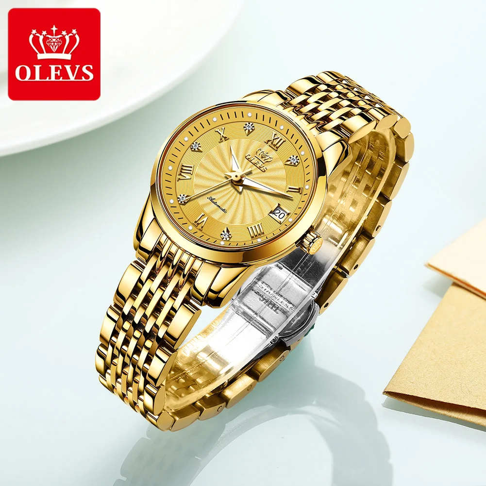 OLEVS Ženy Hodinky Luxusné Zlaté Automatické Hodinky Vodotesné Módne Dámy Mechanické Náramkové hodinky Darčeky Pre Ženy Relogio Feminino