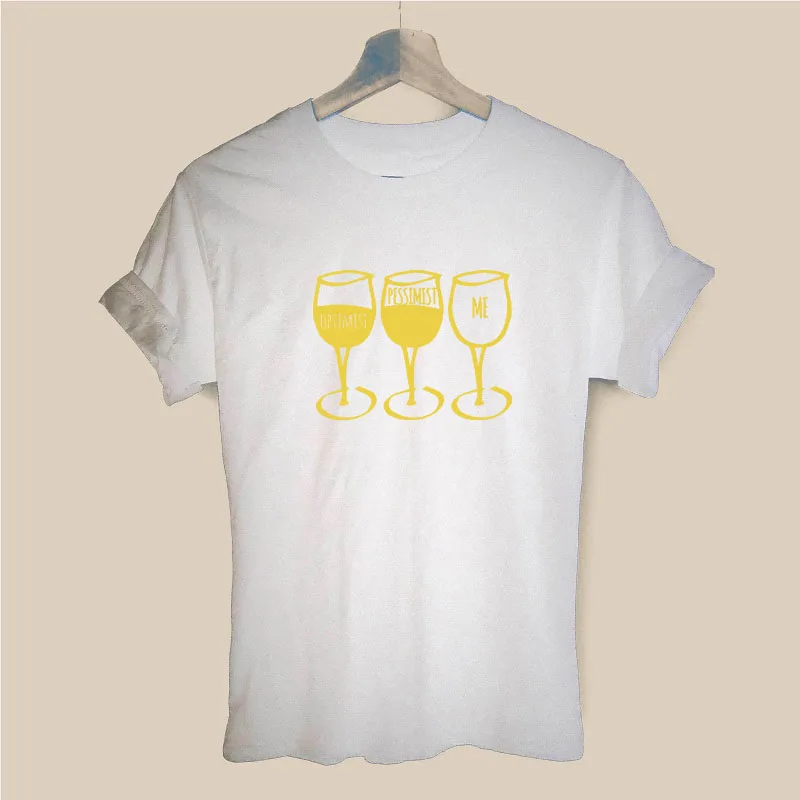 Optimista, Pesimista Harajuku T Shirt Funny T-shirt Ženy Oblečenie Bežné Krátky Rukáv Topy Tees Plus Veľkosť