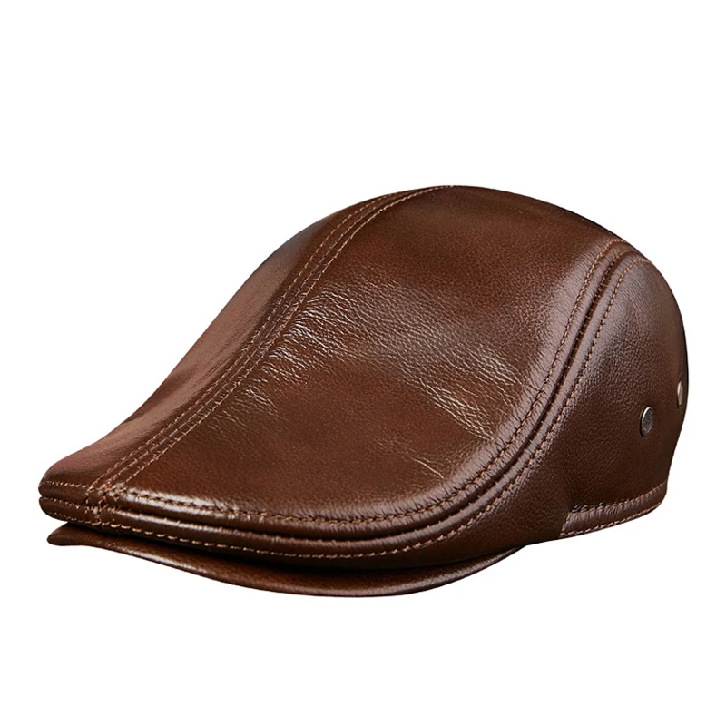 Originálne Kožené Módne large cap mužskej hlavy vrstva cowhide beret hovädzie kože veľká veľkosť človeka klobúk chrániče sluchu