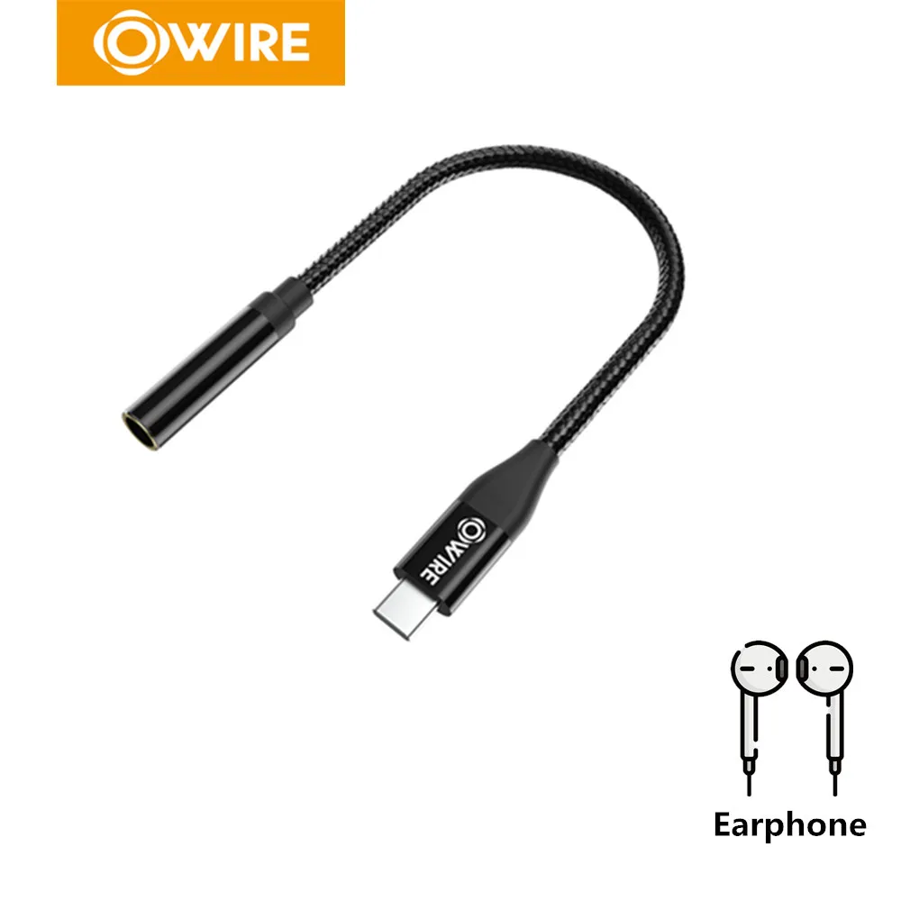 OWIRE USB Typu C na 3,5 mm Samica Konektor pre Slúchadlá Adaptér USB C do Aux Audio Kábel Kábel DAC Čip Pre Pixel 4 3 2 Xiao Huawei Hon