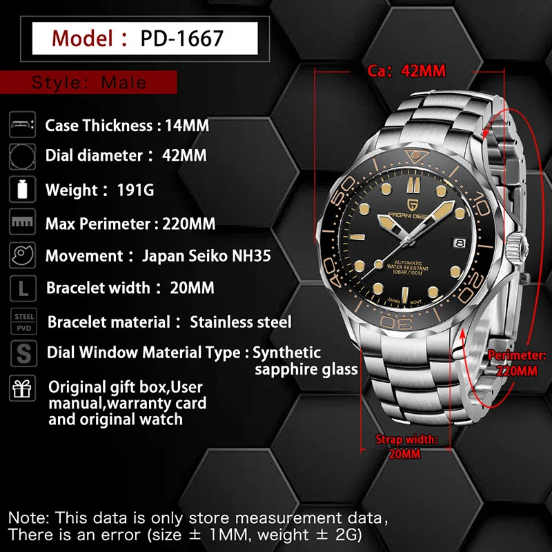 PAGANI NAVRHNÚŤ nové pánske mechanické hodinky top značky luxusné módne automatické hodinky mužov vodotesné hodinky Japonsko NH35 pohyb