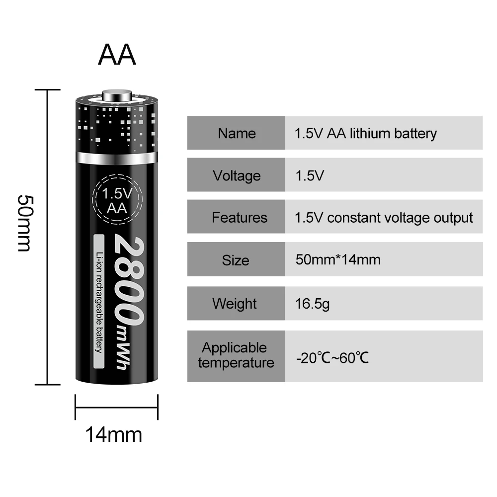 PALO Nové 1,5 V Li-ion Nabíjateľná batéria 1,5 V AA batéria 3000 mWh AA batérie pre Hodiny, myši, počítačov, hračiek, takže na