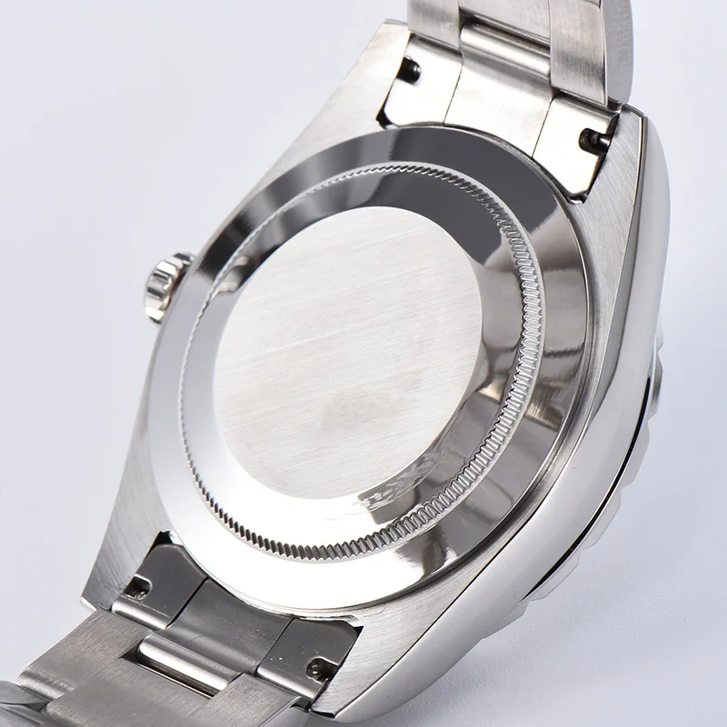 Parnis hrúbka 39,5 mm Biela Dial Automatické pánske Hodinky Strieborný Náramok z Nerezovej Ocele Mechanické Pánske Náramkové hodinky