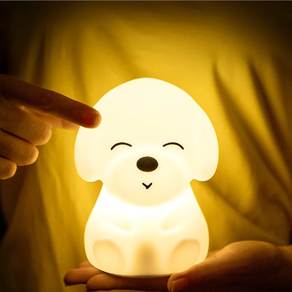 Pes LED Nočné Svetlo Dotykový Snímač Rmote Kontrolu 16 Farieb Stmievateľné USB Nabíjateľné Silikónové Šteňa Čítanie pre Deti detský Baby