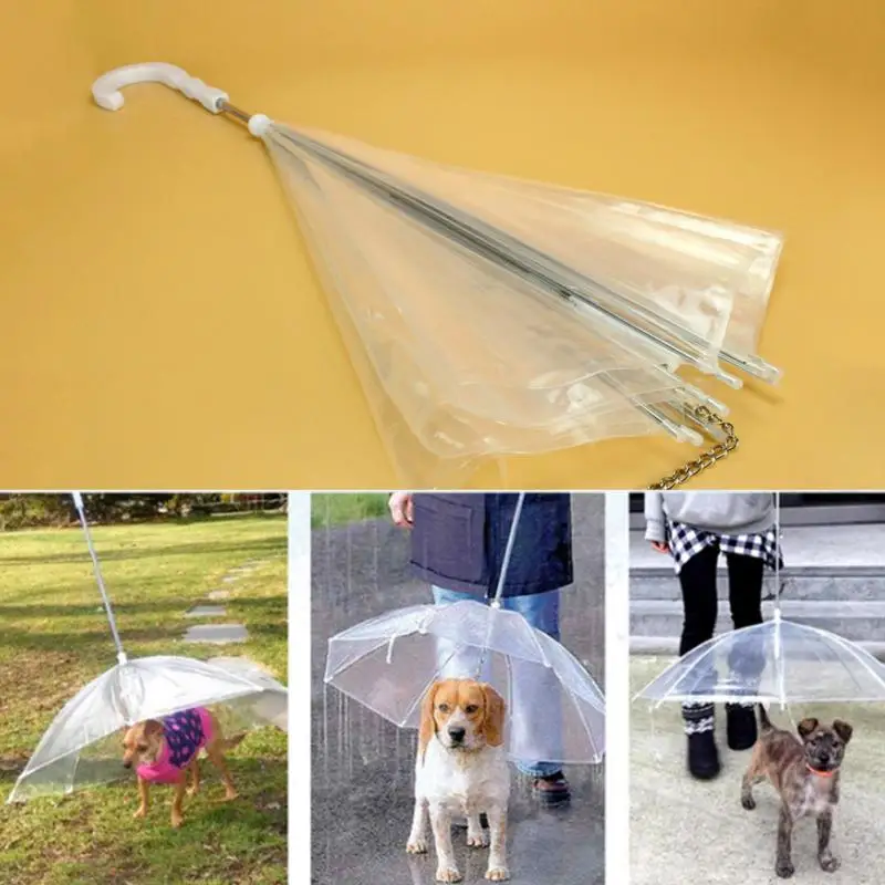 Pet Dáždnik Transparentné PE Malý Pes Dáždnik Dážď zariadenia s Psa Vedie Udržuje Pet Suché, Pohodlné v Daždi Sneží Užitočné
