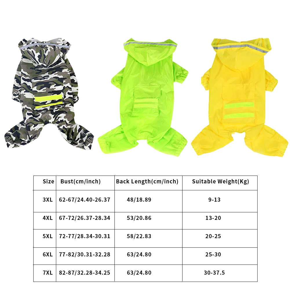 Pet Pršiplášť Jumpsuit Bezpečnostné Reflexné Priedušná Hoodies Oblečenie Oblečenie Bunda Rainwear pre Stredne Veľkých Psov Samoyed Kólia