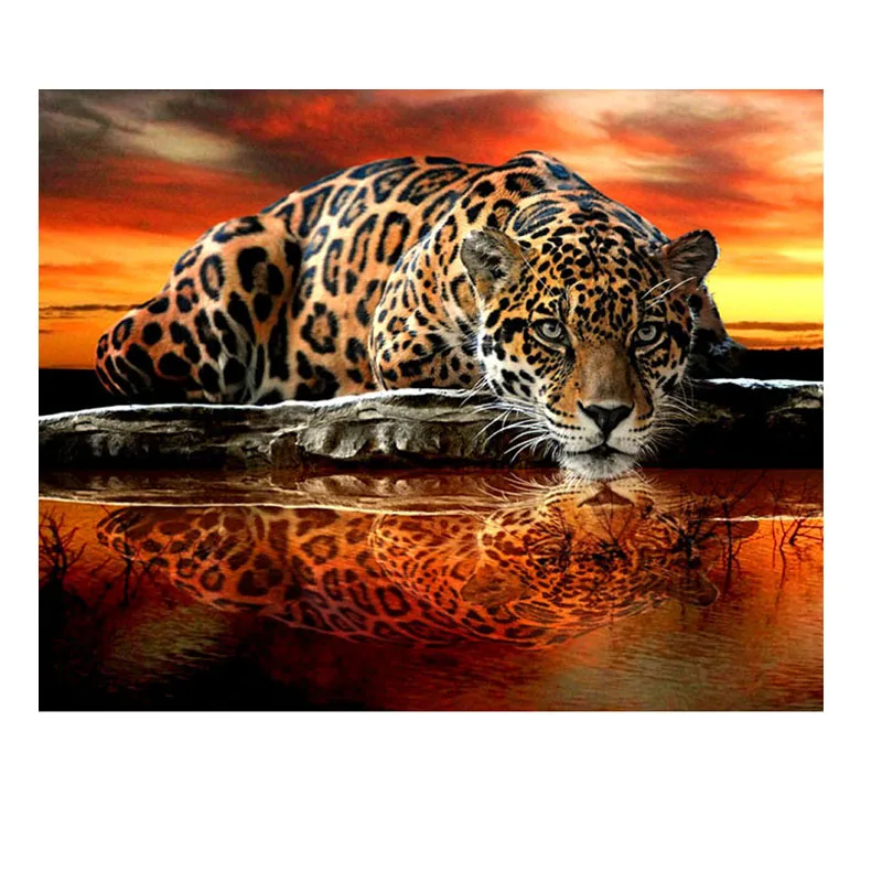 Plný 5D Diy Daimond Maľovanie Cross-stitch Gepard 3D Diamond Mozaiky Kolo Kamienkami Maľovanie Diamant Výšivky leopardy dekor