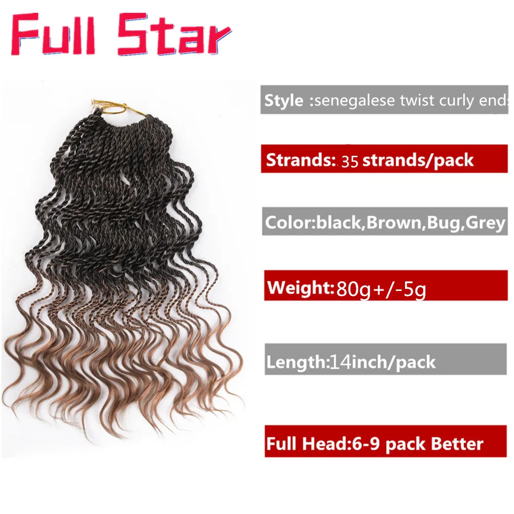 Plný Star Ombre pletenie vlasy Senegalese twist vlasy háčkovanie sieťky, syntetické háčkovanie vrkoč vlasy 14