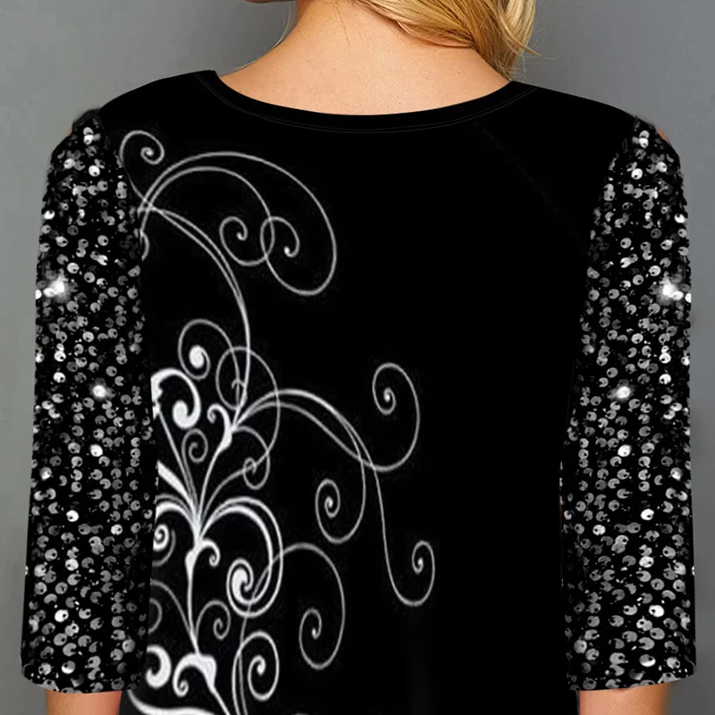 Plus Veľkosť 5XL Jar Ženy Tričko Kvetinový Digitálne Tlačené Žena T-shirt Topy 2020 Príležitostné Letné Kvetinové Módne Dámske tričká