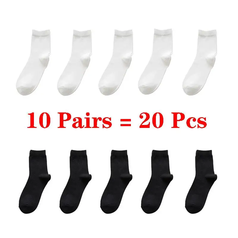 Ponožky Mužov Farbou Posádky Ponožky Muž Obchodné Bežné Čierne Biele Ponožky Pack Priedušný Mens Ponožky Meias10 Párov 1 Lot Ponožky Nastaviť