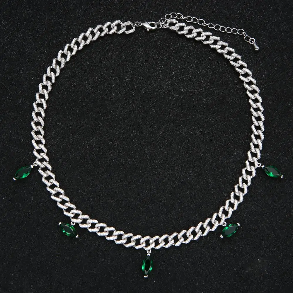 Populárne AAA Plný cubic zirconia Marquise ťahanie reťazí náhrdelník pre Ženy trendy Choker geometrické náhrdelníky JL1861