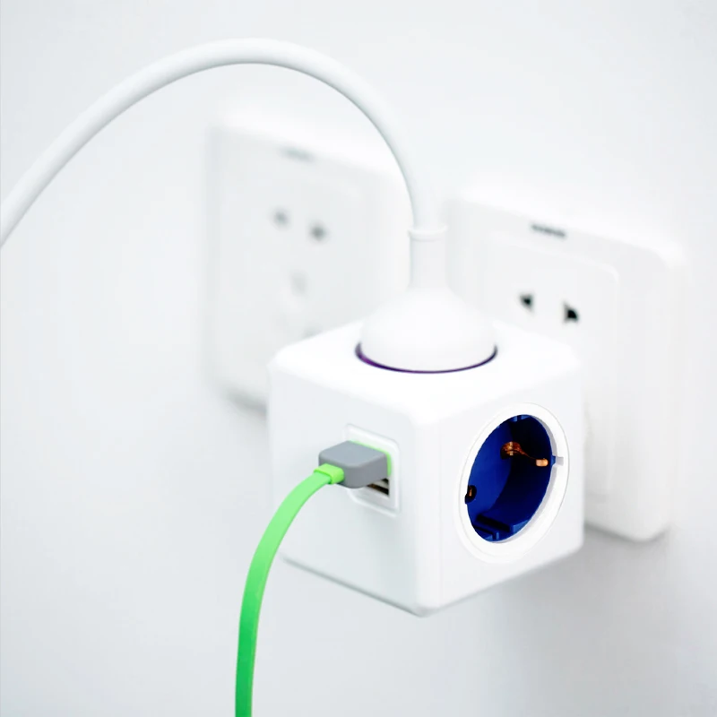 Power Strip EÚ Plug Kocka USB Adaptér Rozšírenie Elektrickej Energie Pásy 3680W Cestovná Kancelária Smart Home Plnenie Multi Zásuvky v Stene