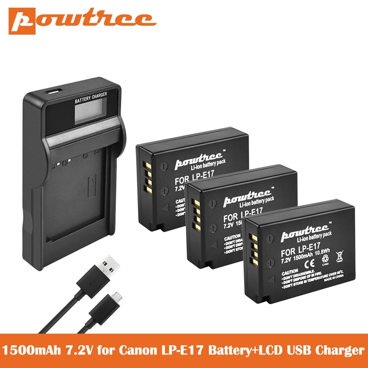 Powtree LP-E17 LPE17 LP E17 Batérie+LCD USB Nabíjačka pre Canon EOS M3 M5 M6 Rebel T6i T7i EOS 77D 750D 760D T6i T6s 800D 8000D L7