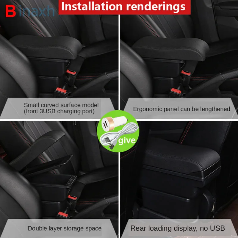 Pre Nissan NV200 Opierkou box Retrofit časti Interiéru Vozidla Opierke Úložný box príslušenstvo Retrofit častí USB LED