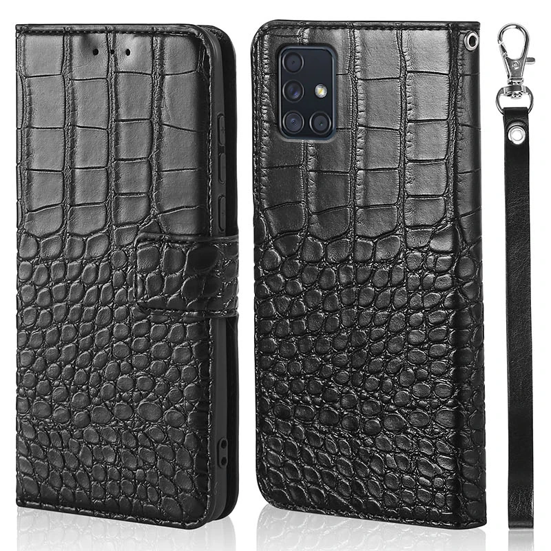Pre Samsung Galaxy A51 Prípade Krokodíla textúry kože Telefón a51 samsung puzdro Pre Samsung A51 prípade SM-A515F A515 A515F kryt