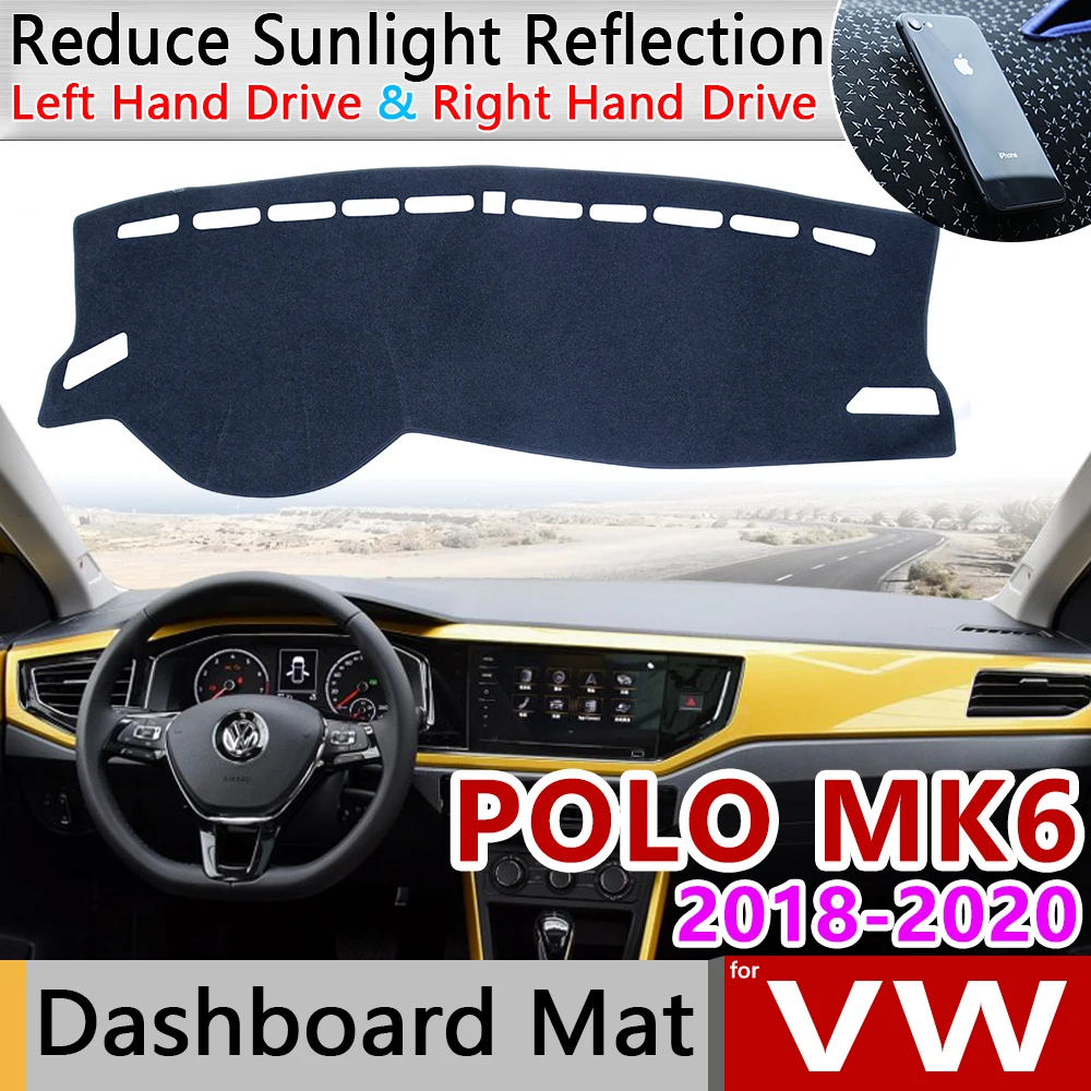Pre Volkswagen VW POLO MK6 2018 2019 2020 Anti-Slip Mat Panel Kryt Pad Slnečník Dashmat Chrániť Koberec Dash Auto Príslušenstvo