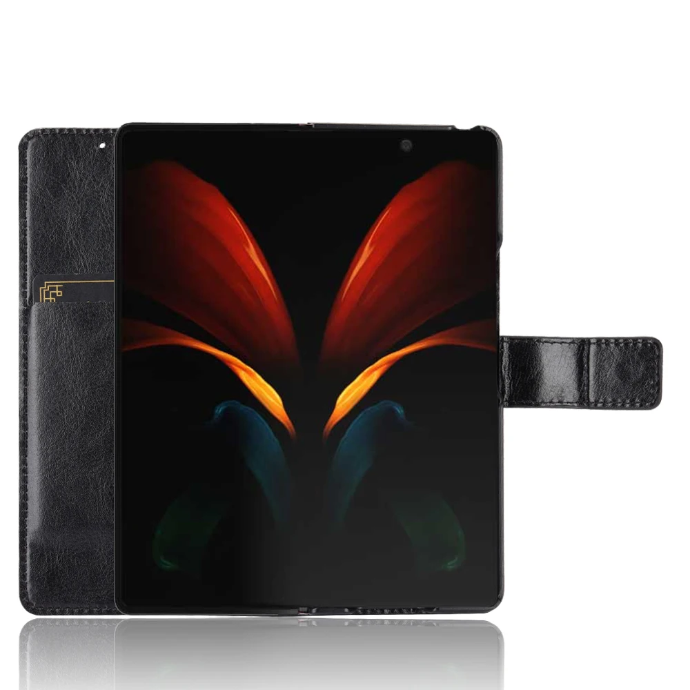 Premium PU Kožené Peňaženky prípade Zadný Kryt Strane Flip puzdro Pre Samsung Galaxy Z Fold 2