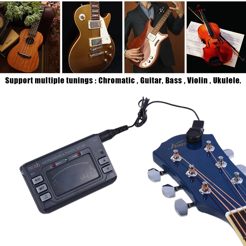 Prenosný Nástroj 3-v-1 Metronóm Tuner Tone Generator pre Gitaru, Bass Husle Ukelele Chromatické LCD Displej Guitar Tuner