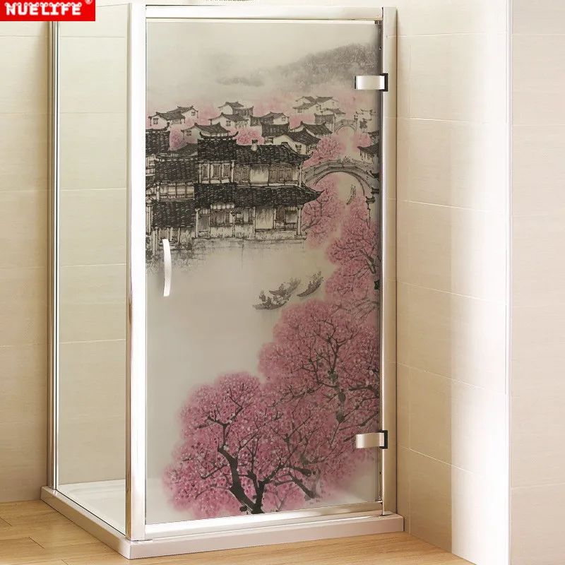 Prispôsobiteľný veľkosti Čínsky štýl, nepriehľadné matné okna kancelárie, spálne, obývacej roomsliding dvere, kúpeľňa samolepiace sklo film