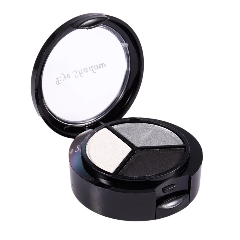 Profesionálne Údená Kozmetická Sada 3 Farieb Prirodzený Matný Eyeshadow Make-Up Nástroje Palety Nahé Očné Tiene Lesk Čierna+Biela+Šedá