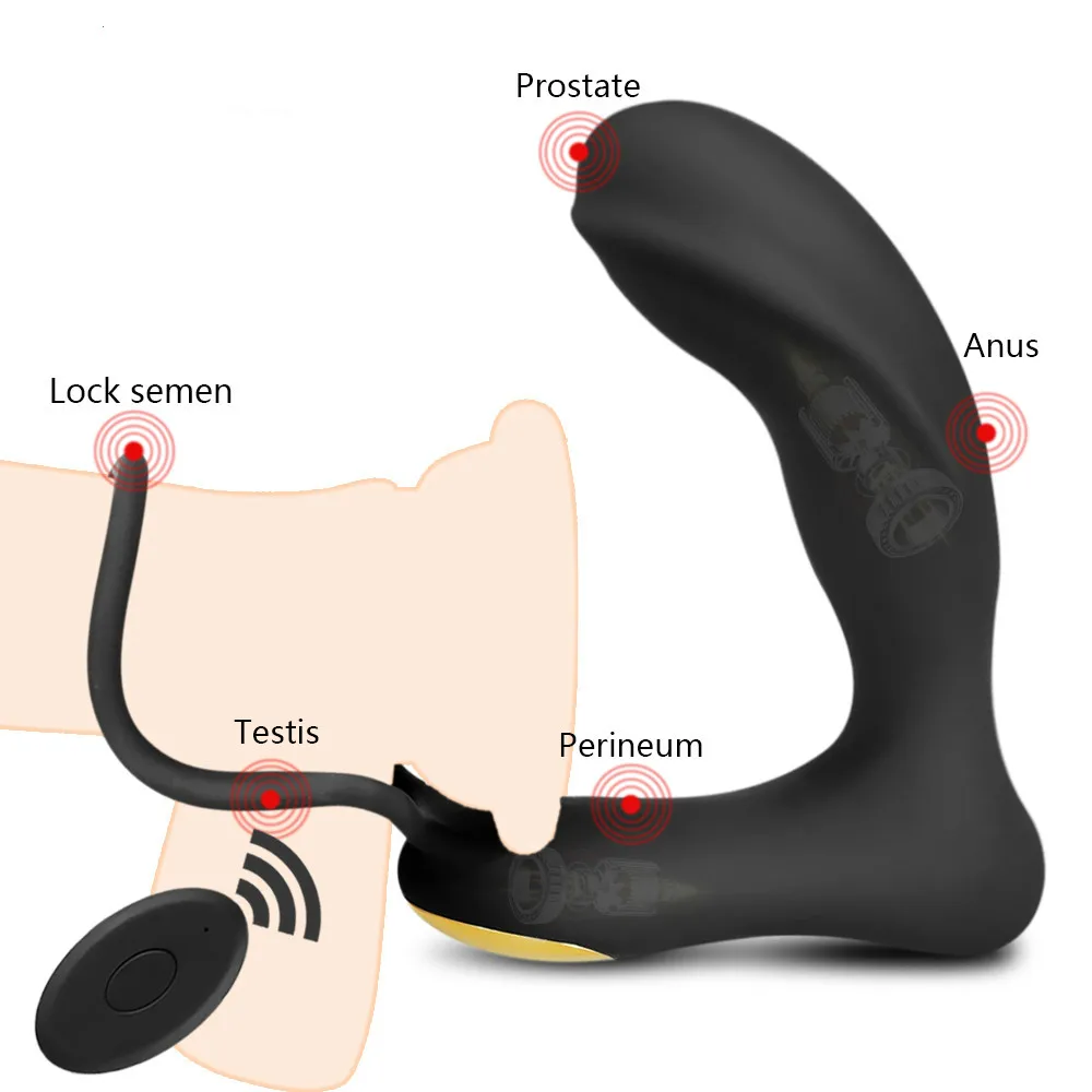 Prostaty Masér Vibrátor 8 Rýchlosti Dvojitý Krúžok Zadok Plug Bezdrôtové Diaľkové Dospelých Produkty Oneskorenie Ejakulácie Krúžok Sexuálne Hračky pre Mužov