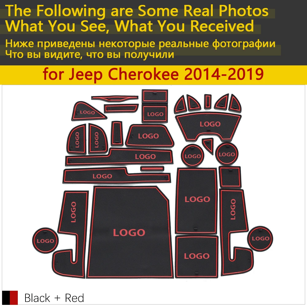 Protišmyková Gumová Pohár Vankúš Dvere Groove Mat na Jeep Cherokee KL~2019 2016 2017 2018 28Pcs Príslušenstvo mat pre telefón