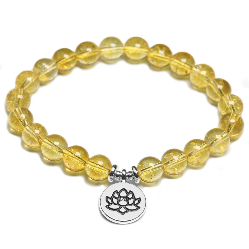 Prírodné Citrine Kameň Meditácie Lotus Buddha Prívesok Ženy Náramok Pre Mužov Energy Healing Jogy Ručne Vyrábané Šperky