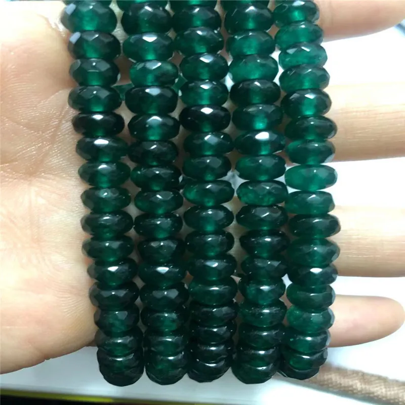 Prírodné Zelené Chalcedony jades Abacus Kameň 5x8mm Tvárou Abacus Rondelle Voľné Korálky Ženy Šperky Čo 15inch MY5328