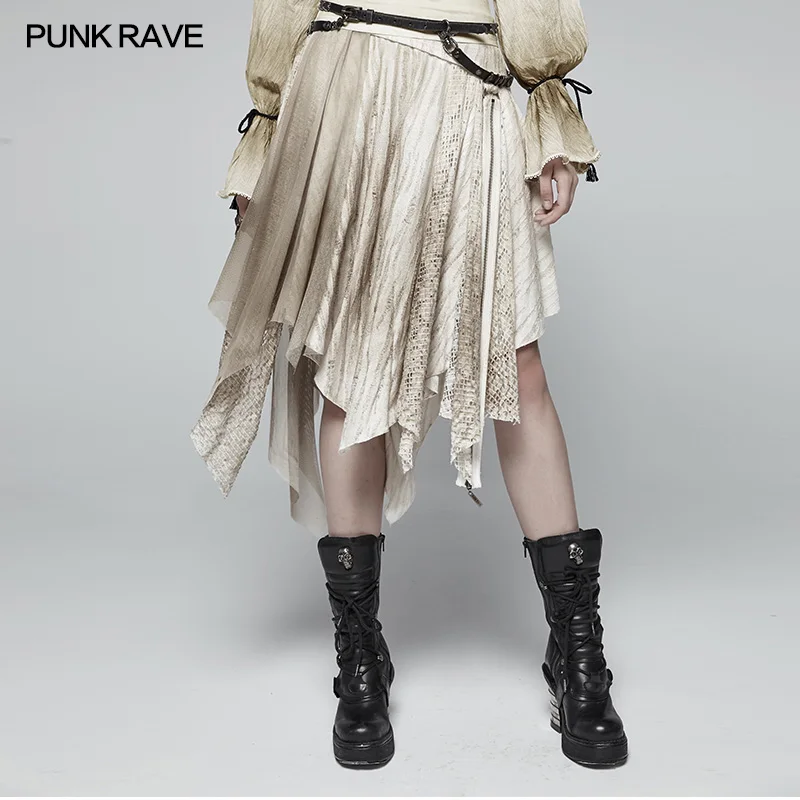 Punk Rave Ženy Pol Sukne Steampunk Módne Bežné Vintage Viktoriánskej Asymetrické Čipky Osobnosti Pol Sukne