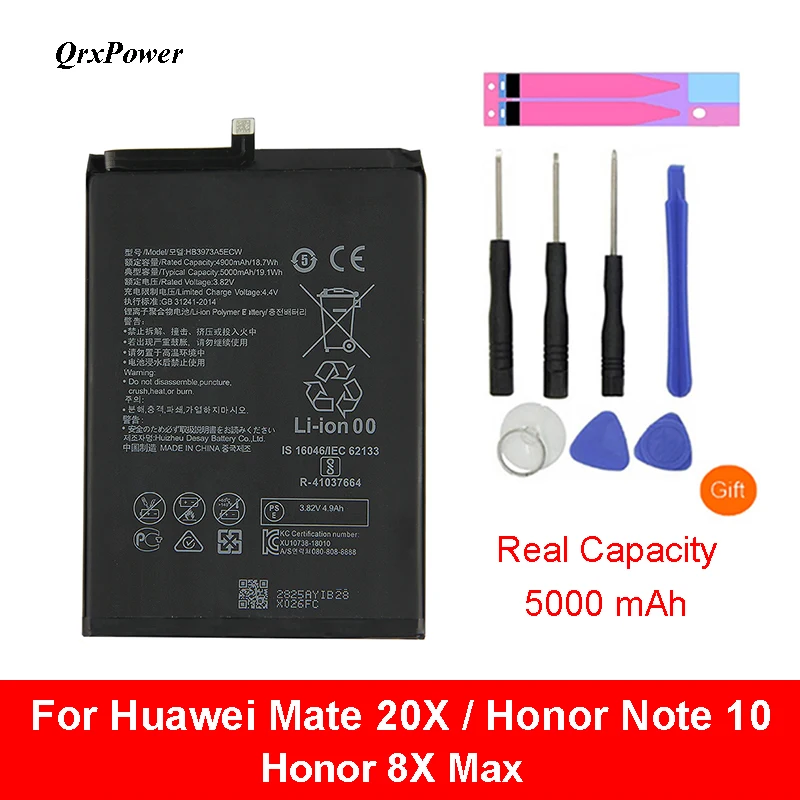 QrxPower Náhradné Batérie 5000mAh HB3973A5ECW Pre Huawei Mate 20X EVR-AL00 / Česť Poznámka 10 / Česť 8X Max