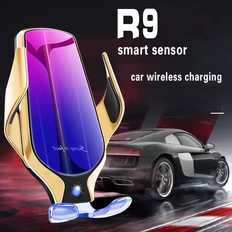 R9 inteligentný senzor auto bezdrôtové nabíjanie Držiteľ 360 Otočiť 10W Jednoduché, Rýchle Bezdrôtové Nabíjačky Pre Huawei pre iPhone X 8 XS 11 Pro Max