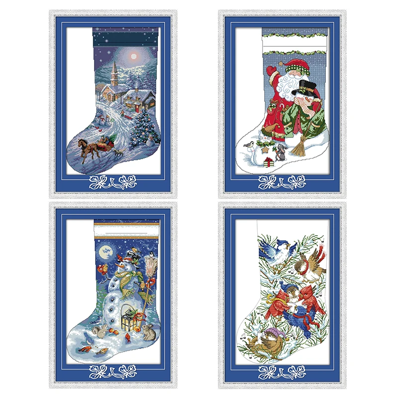 Radosť nedeľu Vianočné Ponožky Zobraziť Cross Stitch Súpravy Vytlačené Čínsky Počíta Výšivky, Výšivky Dekorácie pre Domov Výšivky