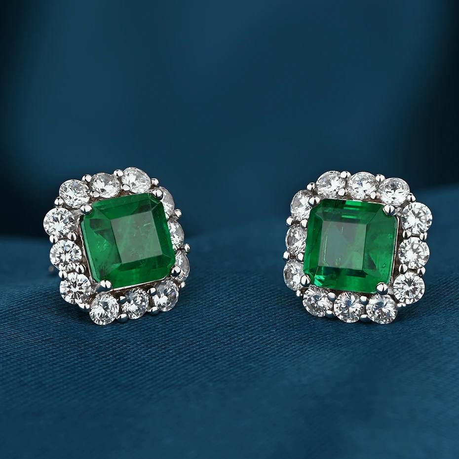 Realytrust Pevné 925 Sterling Silver Vytvorili Zelený Smaragd Stud Náušnice pre Ženy & Dievčatá Jemné Šperky, Svadobné Zásnubný Dar