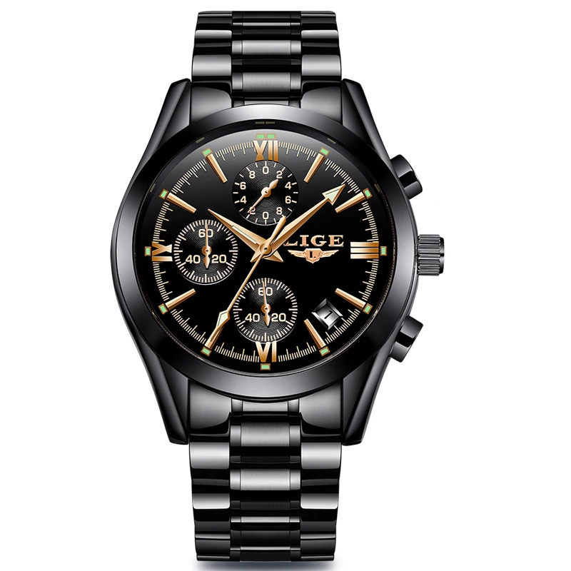 Relogio Masculino LIGE Mužov Top Luxusné Značky Vojenské Športové Hodinky pánske Quartz Hodiny Muž Plný Ocele Bežné Obchodné zlaté hodinky