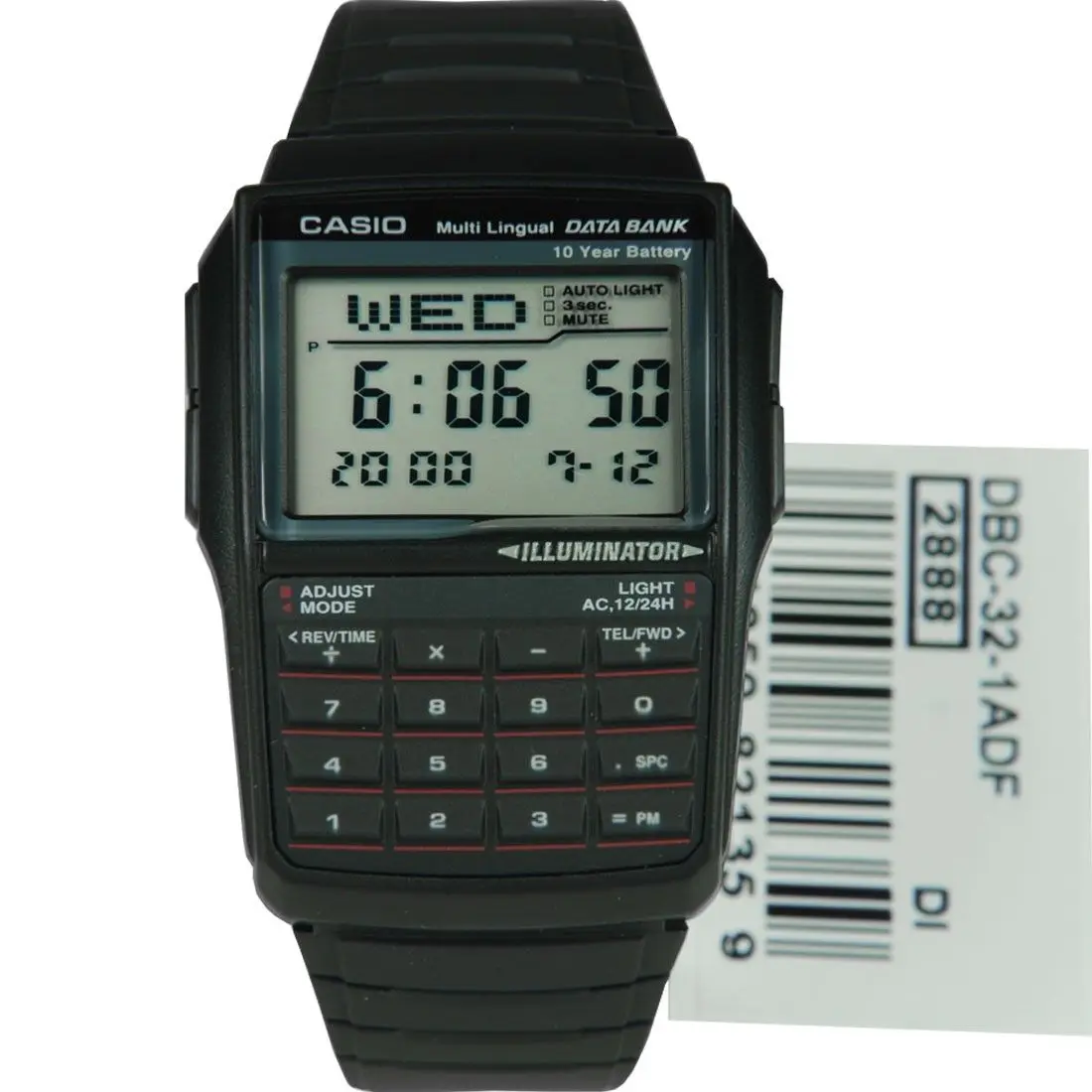 Reloj Digitálne CASIO calculadora DBC-32-1A clásico retro kalkulačka retro Casio pánske hodinky klasické kalkulačka hodinky