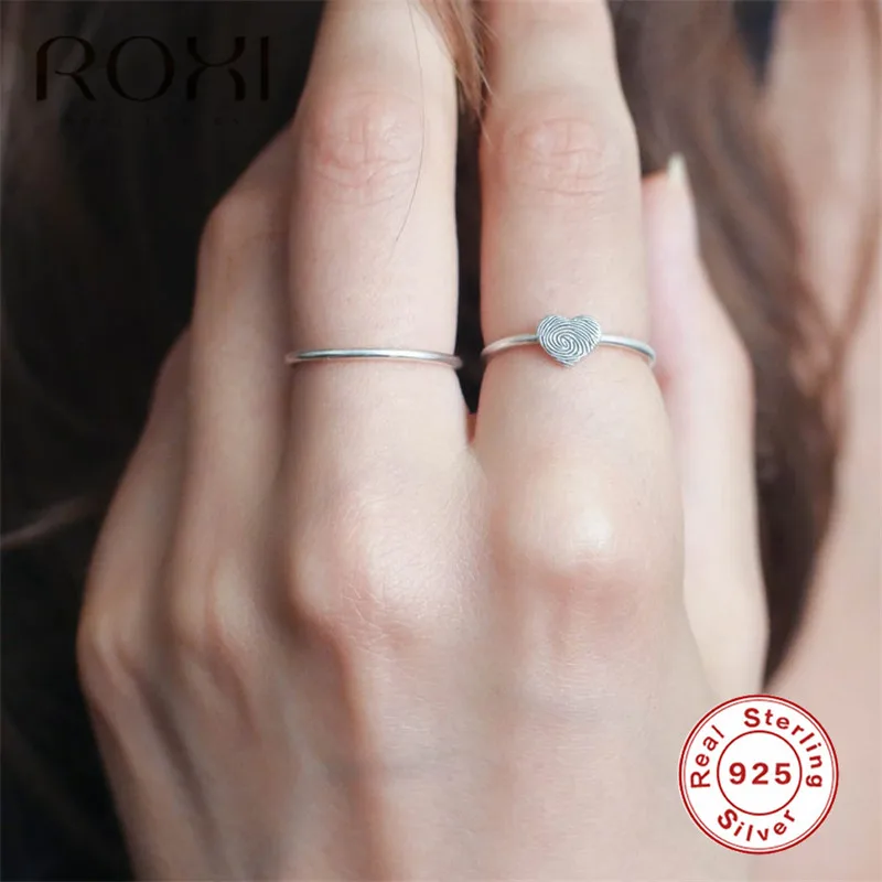 ROXI Klasické 925 Sterling Silver Krúžky pre Ženy, Srdce, Kruh Lásky, Svadobné Kapely Elegantná Tenké Prst Prsteň Stohovateľné Módne Šperky