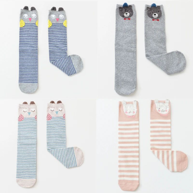 Roztomilé Zviera Tlače Ponožky Deti Kolená Vysoké Ponožky 3D animovaný Baby Chlapci, Dievčatá Dlhé Ponožky Bavlna Fox Pruhy Leg Warmer Vianočné 1-9Y