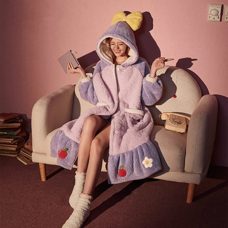 Roztomilý Kreslený Princezná Pajama Ženy Nositeľné V Teple Deka Rukáv Sleepwear Žena Voľné Nightsuits