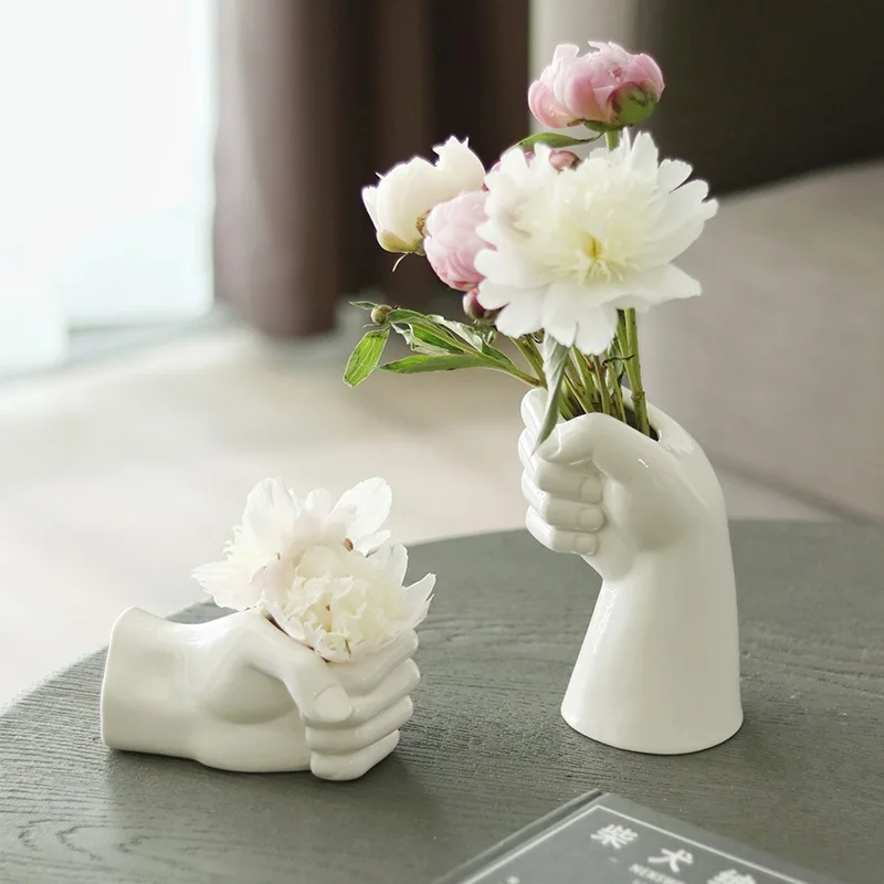 Ručné keramické vázy, biela keramických kvetináčov na kvety, usporiadanie kvety, moderný domov a obývacia izba dekorácie,