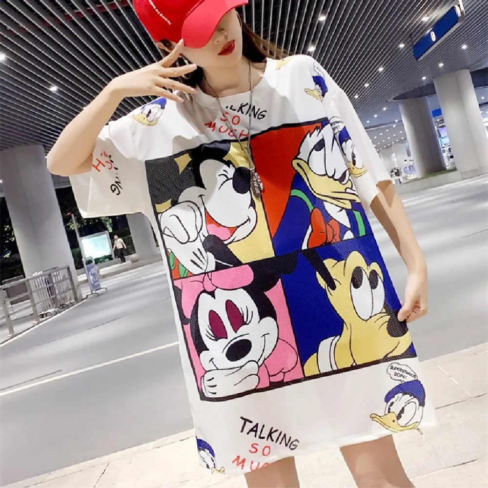 S-4XL Disney Ženy Ženy T-shirts Mickey Minnie Mouse Topy Plus Veľkosť Donald Duck Goofy T-shirts Letné Voľné Nové Tees Oblečenie