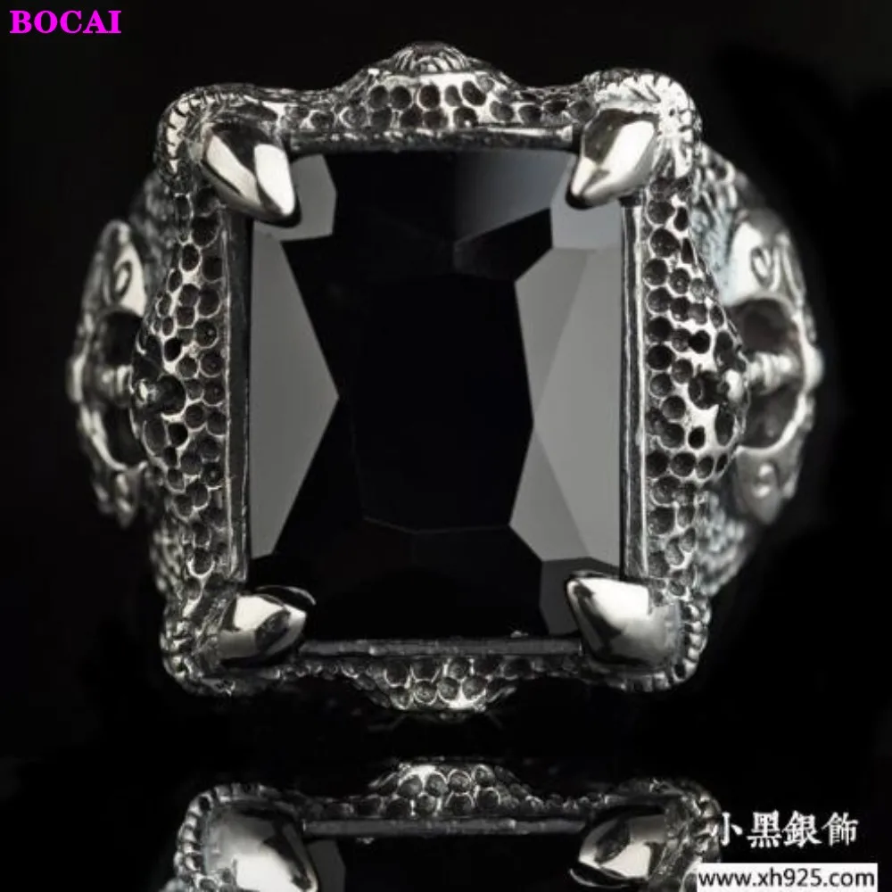 S925 Šterlingov Strieborné pánske prstene Ornament sekera drak pazúr syntetické granát agresívne Thai striebro 2020 nové módne pánske krúžok