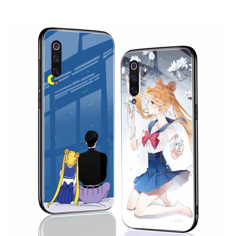 Sailor Moon Prípade pre Xiao Redmi Poznámka 8 8T 9 7 9A 9C 10X 5G K30 Pro S Skla Telefón Prípadoch pre Mi Poznámka 10 9 Pro Lite F1 Kryt Capa