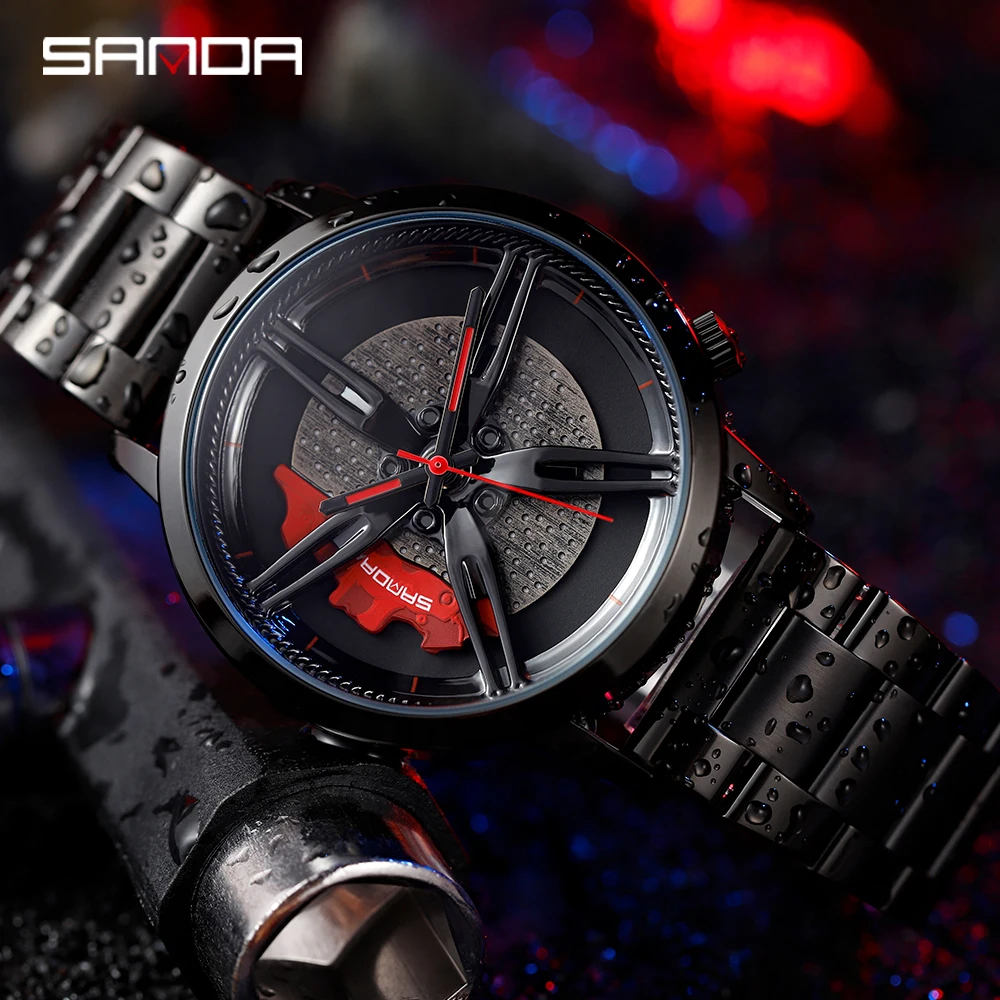 SANDA 2020 Módy v Pohode Muži Hodinky Quartz Kolesa Náramkové hodinky z Nerezovej Ocele Kapela Vonkajšie Zápas Relogio Masculino 1040