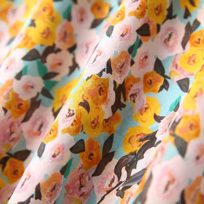 Schinteon Reálne Hodváb Kvetinový Tlač Šaty V-Krčný Golier Elegantné A-linajkované Šaty Žien 2020 Lete
