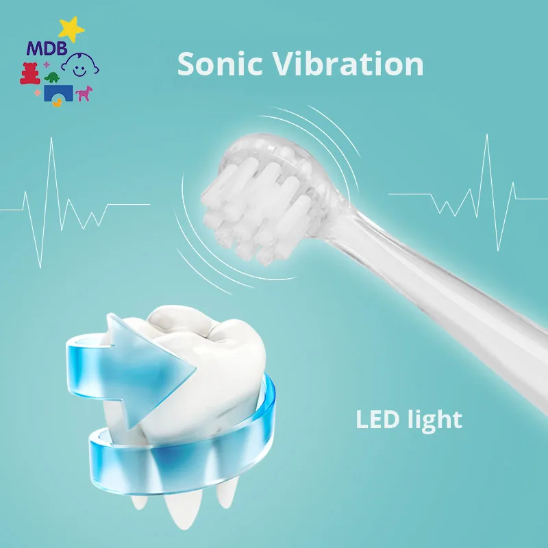 Seago Deti Sonická Elektrická zubná Kefka Batérie, LED Svetlo, Inteligentný Časovač Nepremokavé IPX7 Vymeniteľné Dupont Kefa Hlavu SG513