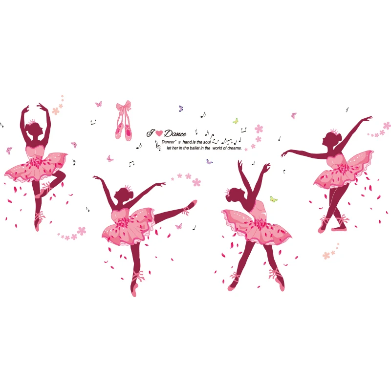 [shijuekongjian] Balet Tanečníkov Dievča Samolepky na Stenu DIY kvetov Rastlín nástenná maľba Obtlačky pre Deti Detská Izba Spálňa Dom Dekorácie